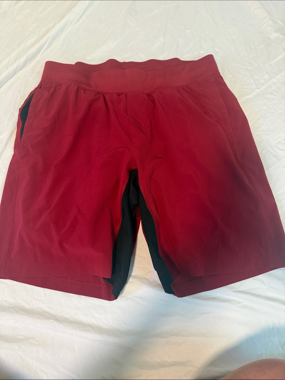 lululemon athletica Men's Red Athletic Shorts with Black Liner